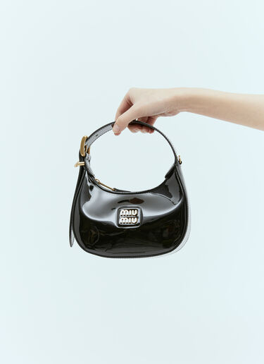 Miu Miu Patent Leather Hobo Bag Black miu0255027