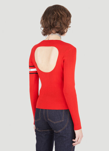 Marine Serre Open-Back Ribbed Sweater Red mrs0246016