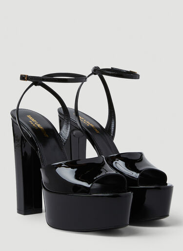 Saint Laurent Jodie Peep Toe Platform Heels Black sla0248022