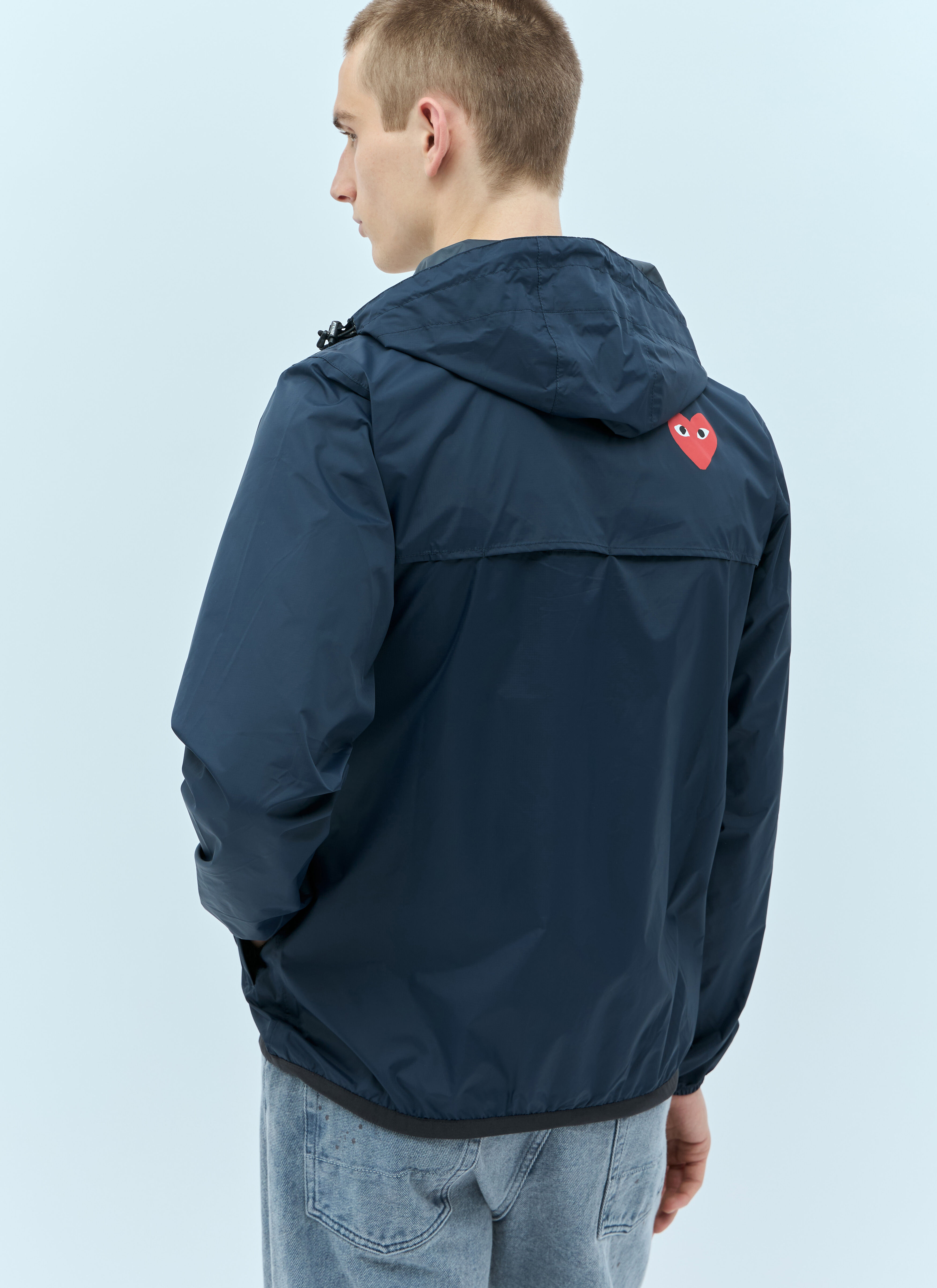Comme Des Garcons PLAY Men s x K WAY Windbreaker Jacket in Blue LN CC