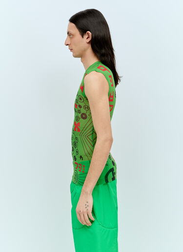 Walter Van Beirendonck 그래픽 프린트 메시 탑 그린 wlt0156017