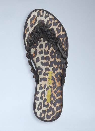 LN-CC® - GANNI x Melissa: Ruffled Strap Flip Flops - Dark Brown GANNI x Melissa Ruffled Strap Flip Flops Dark Brown gan0265024