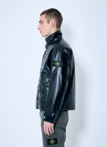 Stone Island Laminated Biker Jacket Black sto0160023