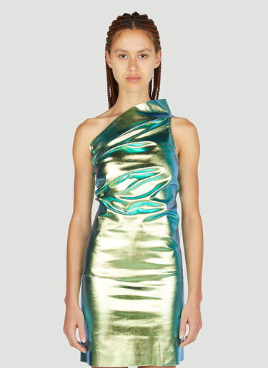 Rick Owens Metallic One Shoulder Top Green ric0251021