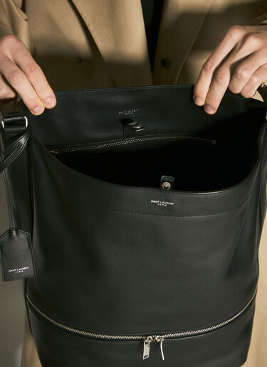 Saint Laurent Leather Hobo Tote Bag Black sla0158035