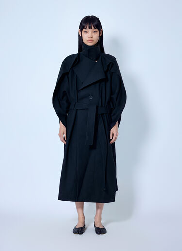 LN-CC® - Issey Miyake: Calligraph Trench Coat - Black Issey Miyake Calligraph Trench Coat Black ism0265012