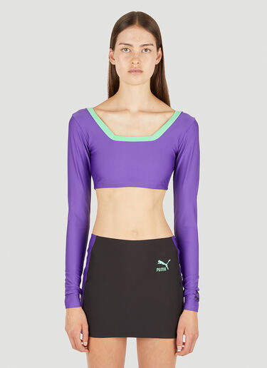 Puma x Dua Lipa Colour Block Long Sleeve Top Purple pdl0250013