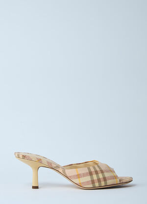 Burberry Check Heeled Mules Yellow bur0259013