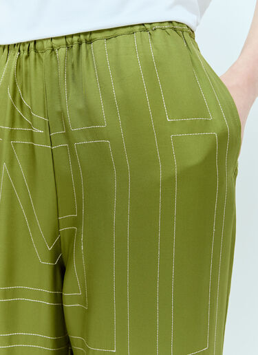 TOTEME Monogram Silk Pyjama Pants Green tot0257010