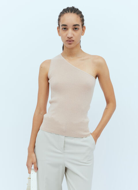 Max Mara One-Shoulder Knit Top Camel max0254038