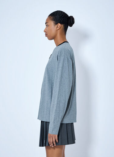 Miu Miu Logo图案长袖T恤 灰色 miu0366015