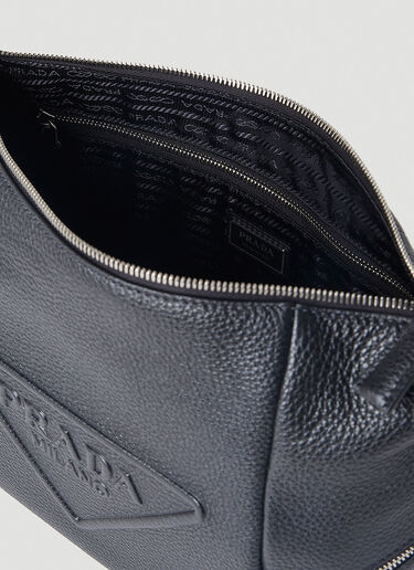 Prada Logo Embossed Crossbody Bag Black pra0152057