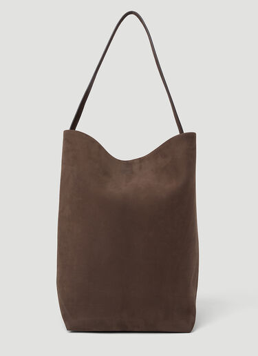 The Row Large N/S Leather Tote Bag Brown row0253043