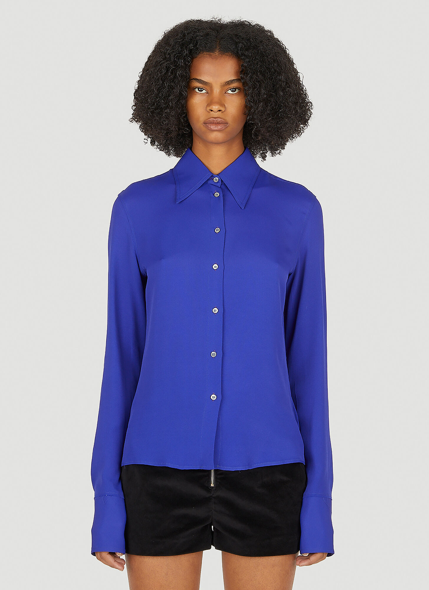 Capasa Milano Point Collar Shirt Female Blue