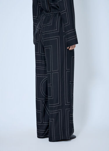 LN-CC® - Toteme: Monogram Silk Pj Pants - Black Toteme Monogram Silk Pj Pants Black tot0265079