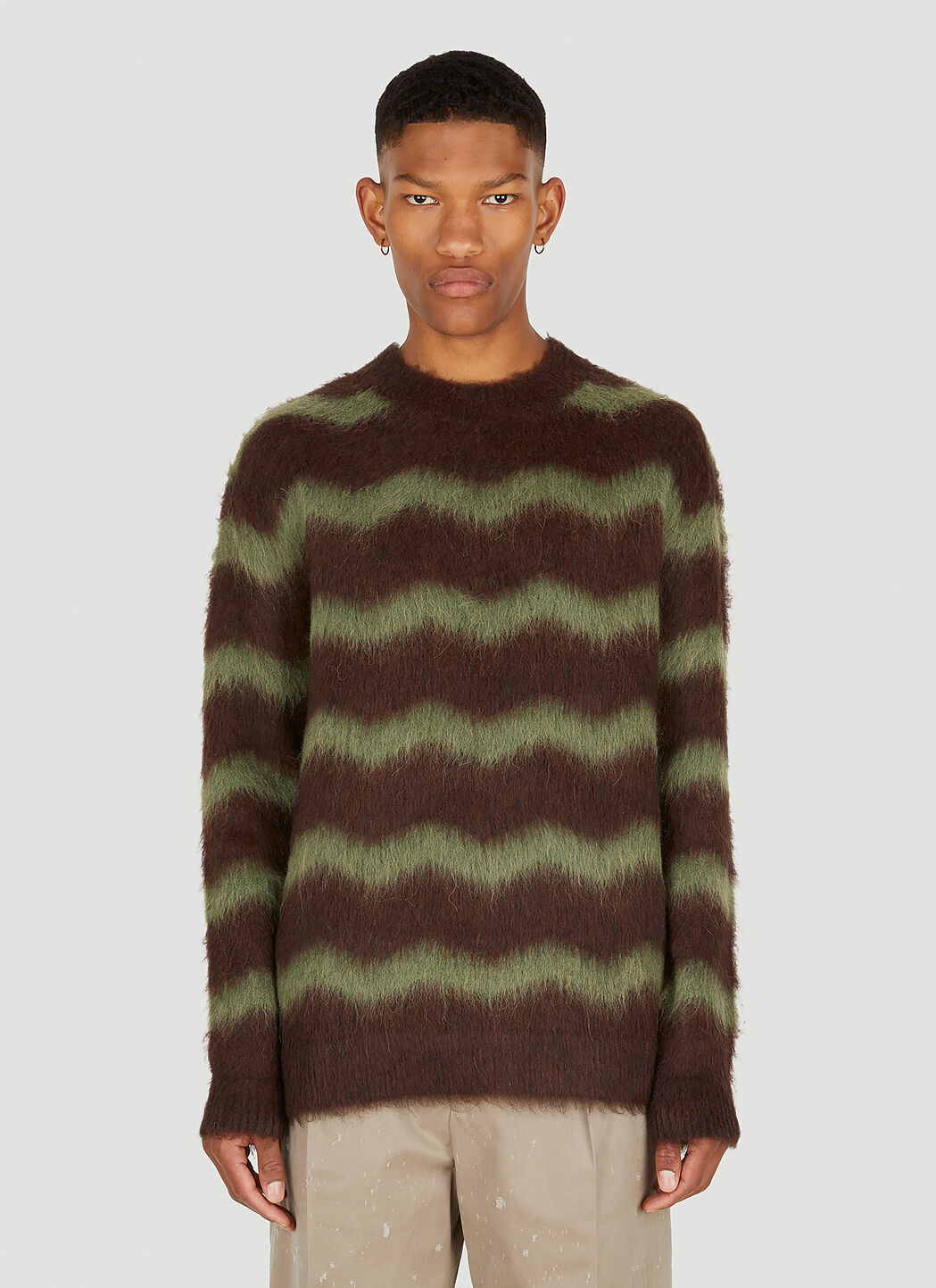 Acne Studios Striped Fuzzy Sweater in Brown LN CC