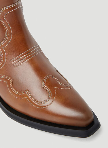 GANNI Embroidered Western Boots Brown gan0253027