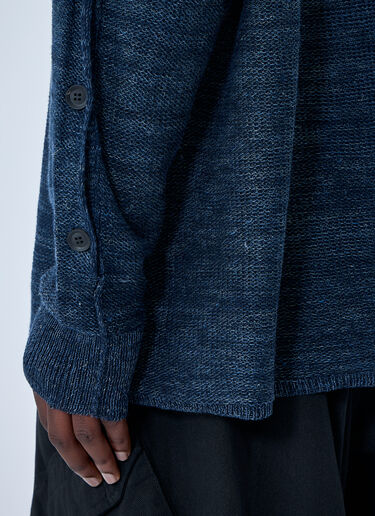 Yohji Yamamoto 7G 2PLY Pallarel Yarn Button Detail Sweater Navy yoy0164002