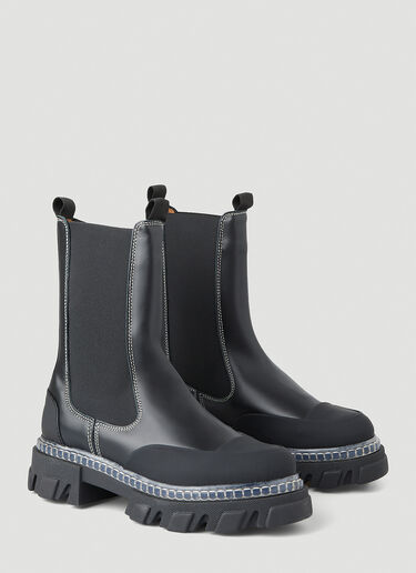 GANNI Cleated Chelsea Boots Black gan0250016