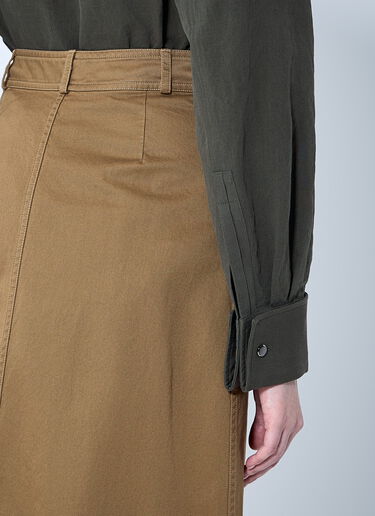 Saint Laurent Cotton Serge Midi Skirt Brown sla0259020