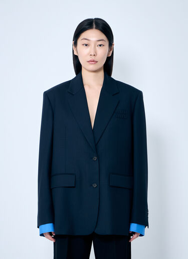 Miu Miu Single-Breasted Gabardine Blazer Blue miu0259007