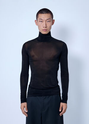 Saint Laurent Sheer Turtleneck Top Black sla0166014