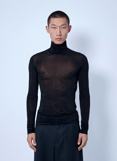 Saint Laurent Sheer Turtleneck Top Black sla0166014