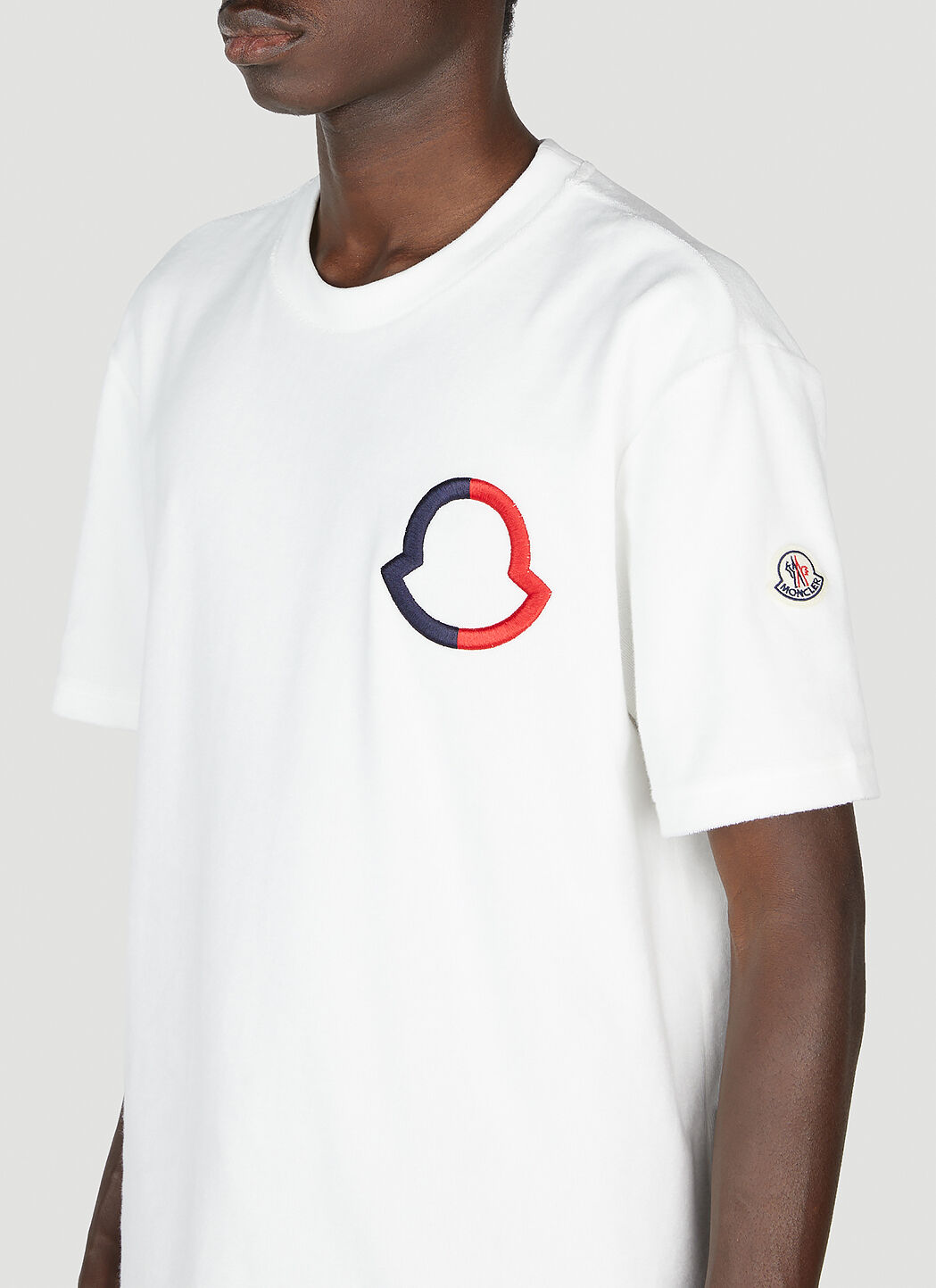 Moncler Men s Logo Embroidery T Shirt in White LN CC