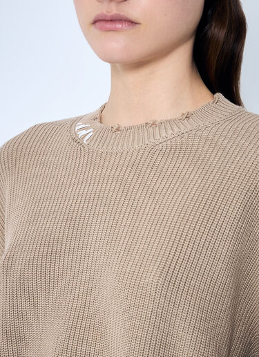 MM6 Maison Margiela ディストレス ニットセーター ベージュ mmm0259008