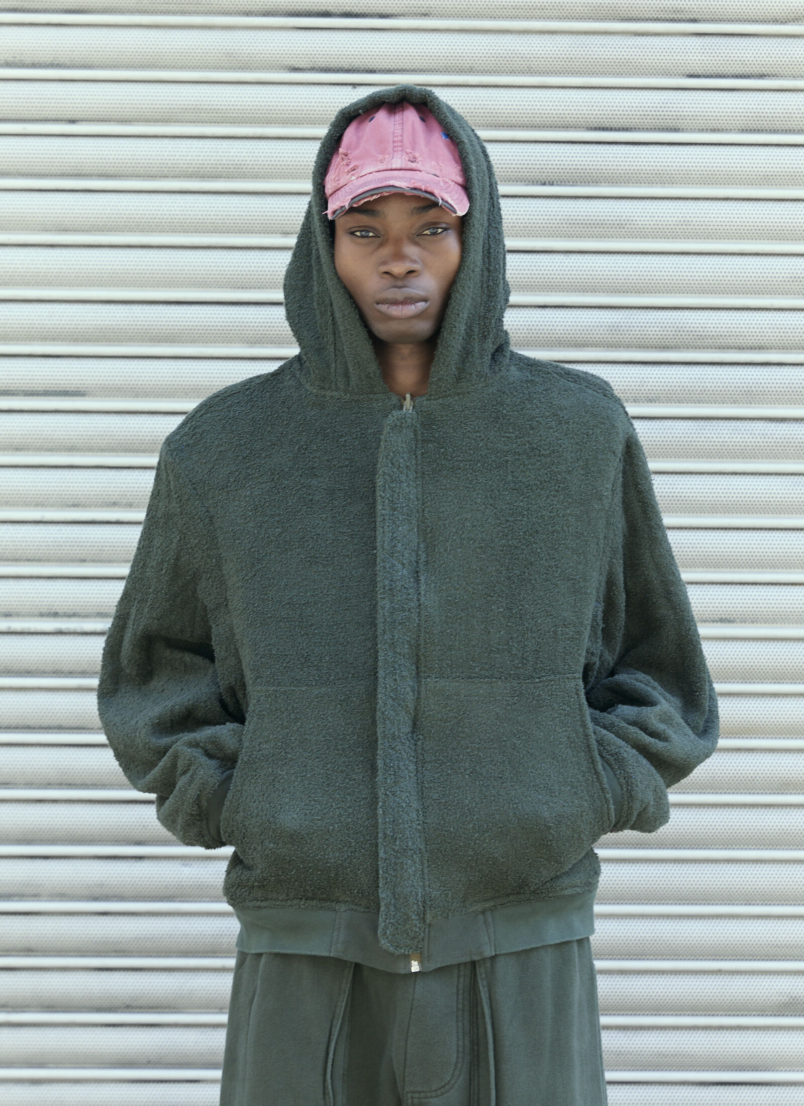 GREG ROSS Men's' Reversible Towel Hooded Sweatshirt in Green | LN-CC®