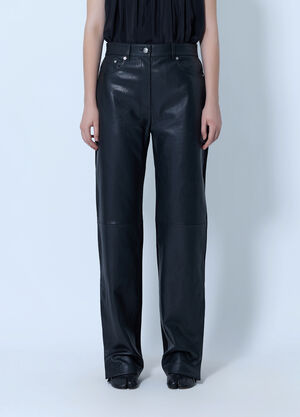 Sportmax High-Waist Leather Trousers Black spx0266211