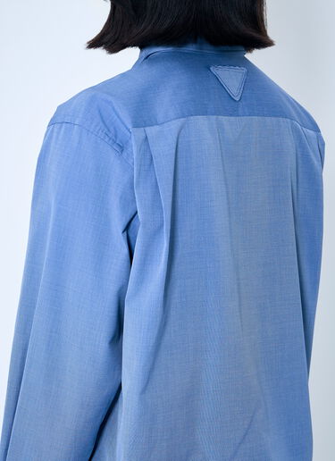 Prada Button-Down Shirt With Wire Hem Blue pra0260025