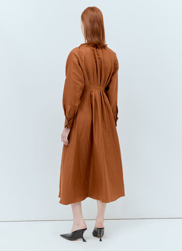 Max Mara Linen And Silk Midi Dress Brown max0256011