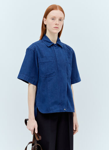 Max Mara 캔버스 반팔 셔츠 블루 max0256070