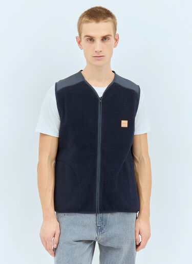 A.P.C. Nate Logo-Applique Shell-Trimmed Fleece Gilet Blue apc0157013