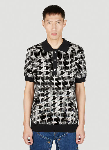 Balmain 모노그램 폴로 셔츠 블랙 bln0151011