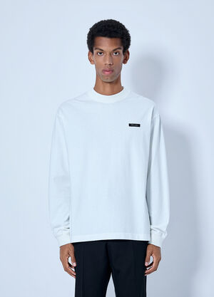 Prada Long Sleeve Logo Sweatshirt  White pra0166206