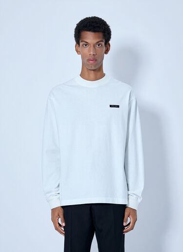 LN-CC® - Prada: Long Sleeve Logo Sweatshirt - White Prada Long Sleeve Logo Sweatshirt White pra0166206