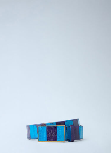 LN-CC® - Dries Van Noten: Striped Leather Belt - Blue Dries Van Noten Striped Leather Belt Blue dvn0264041
