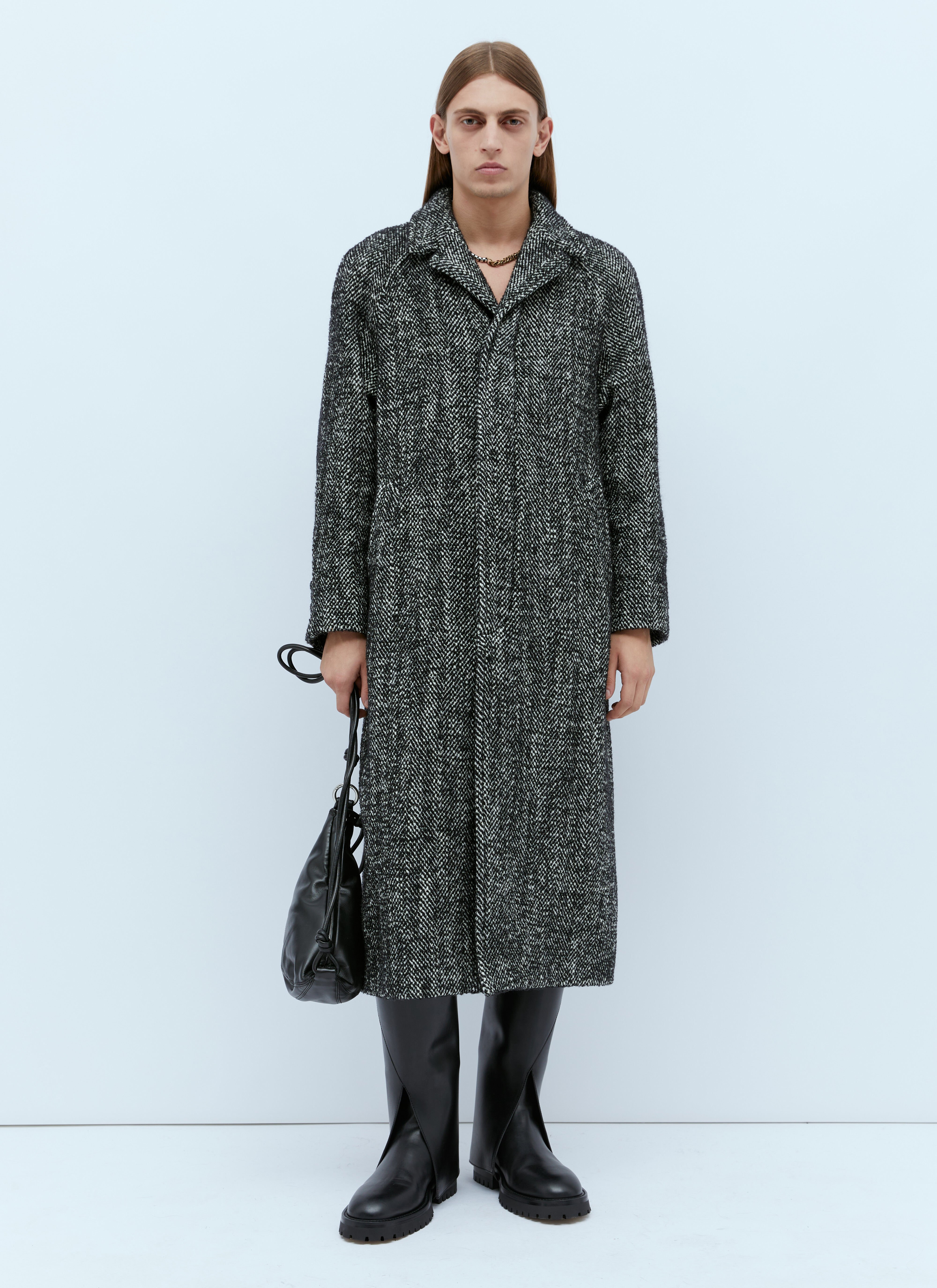 UNDERCOVER Marled Long Wool Coat Black und0152012
