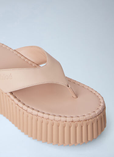 Chloé Nama Wedge Sandals Beige chl0264033