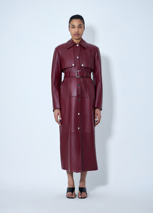 Sportmax Long Leather Coat Bordeaux spx0264051