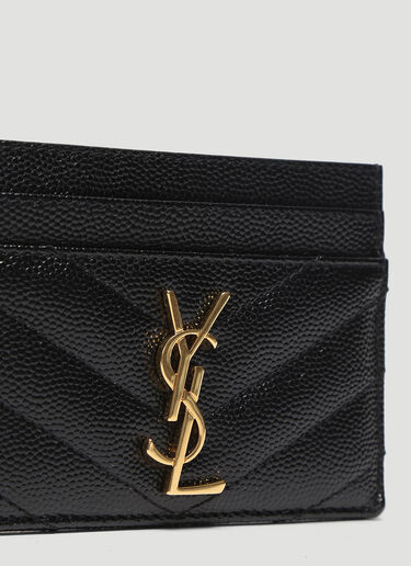 Saint Laurent Monogram Grain de Poudre Matelassé Card Case Black sla0229037