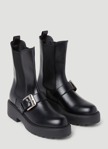 Logo Buckle Boots Miu Miu Logo Buckle Boots Black miu0252065