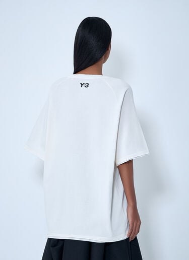 Y-3 Striped Shoulder Cotton T-Shirt White yyy0364029