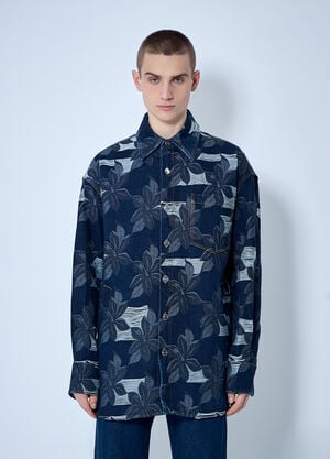 Gucci Floral Jacquared Denim Shirt Blue guc0159043