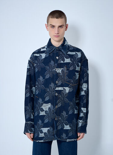 Gucci Floral Jacquared Denim Shirt Blue guc0160003