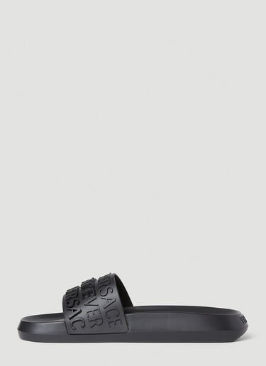 Versace Logo Embossed Slides Black ver0151028