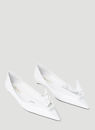 Prada Floral Applique Ballerina Flats White pra0254049