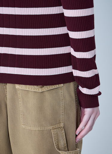 Moncler Ribbed Knit Striped Cardigan Pink mon0264032